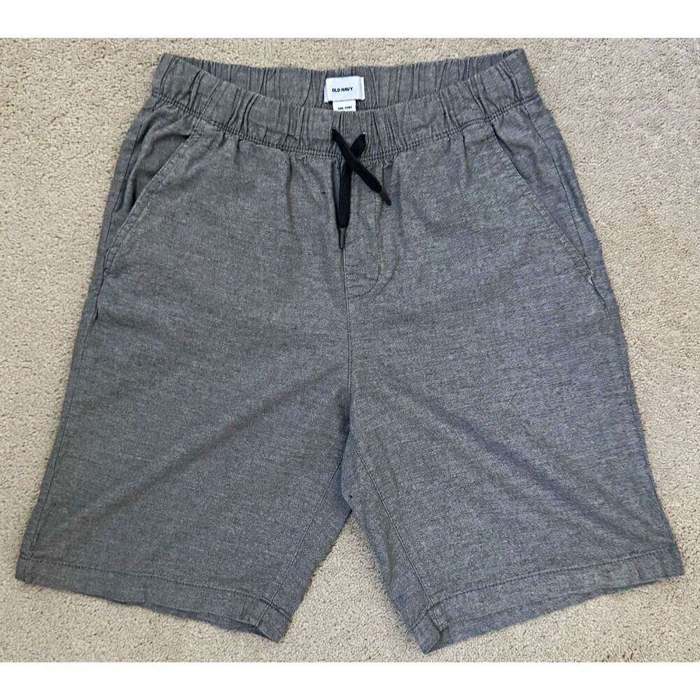 Old Navy Boys Chino Shorts Gray Elastic Waist Drawstring Side Pockets Boys 18
